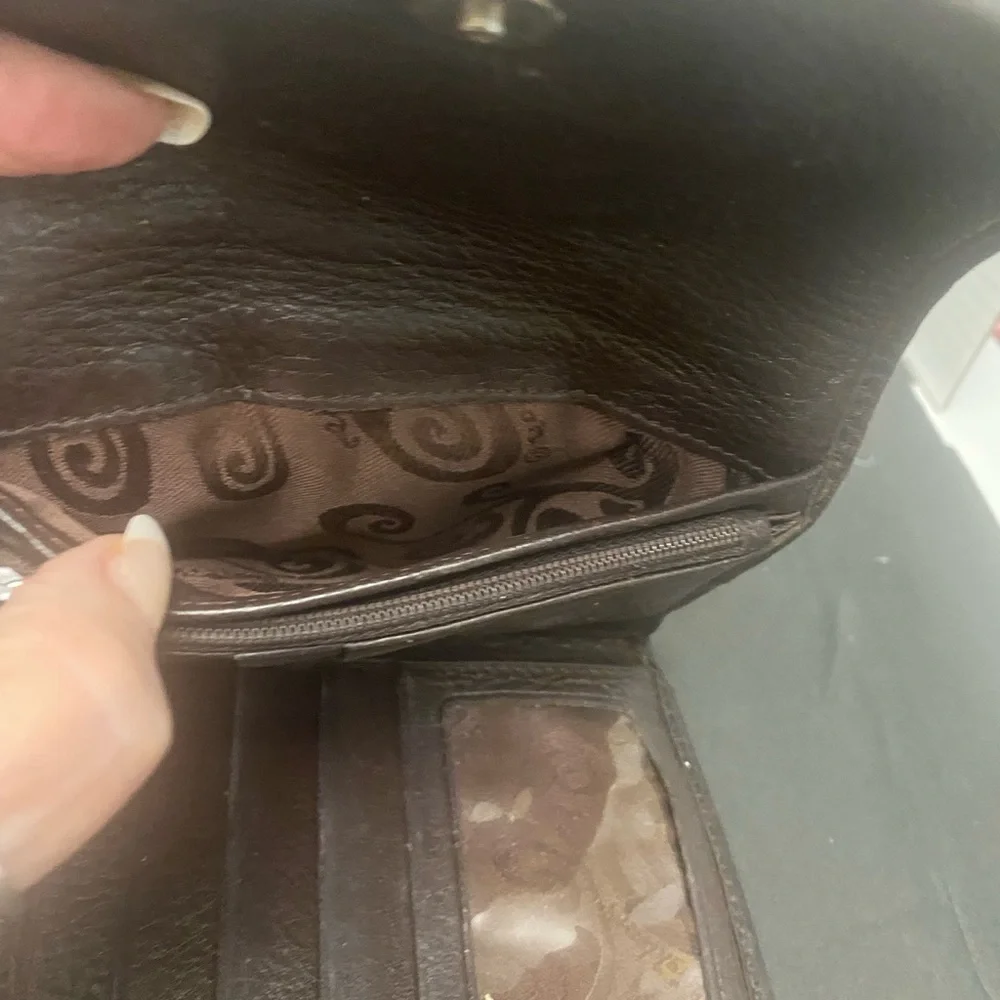 Brighton Vintage Brown Heart Cutout Leather Wallet